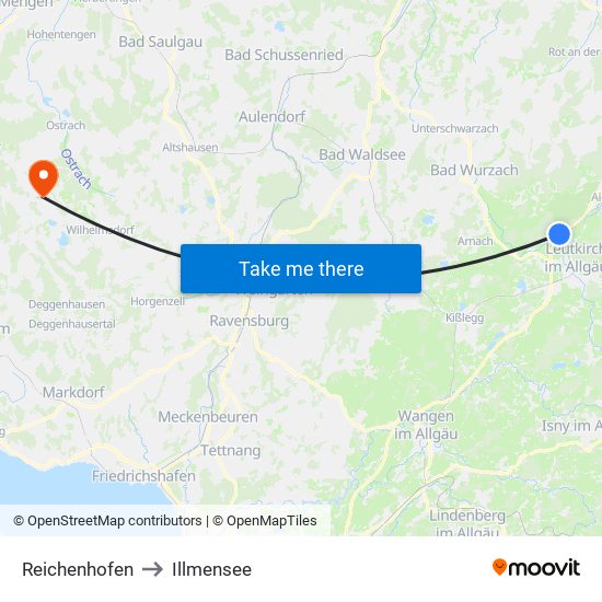 Reichenhofen to Illmensee map