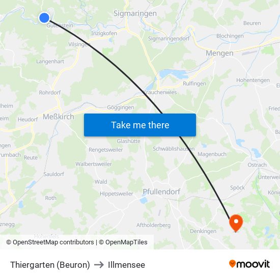 Thiergarten (Beuron) to Illmensee map