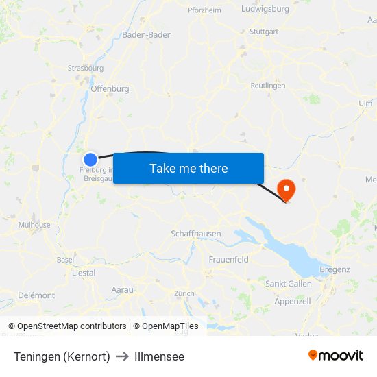 Teningen (Kernort) to Illmensee map