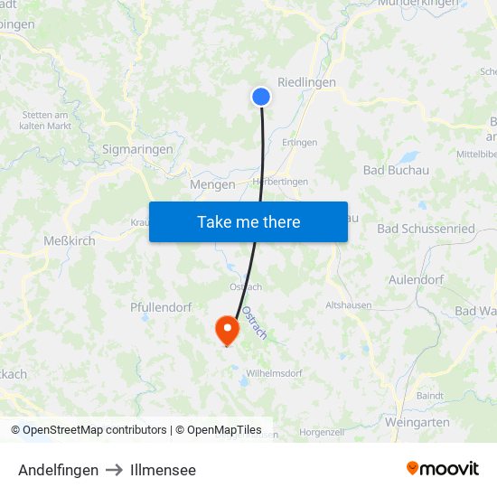 Andelfingen to Illmensee map