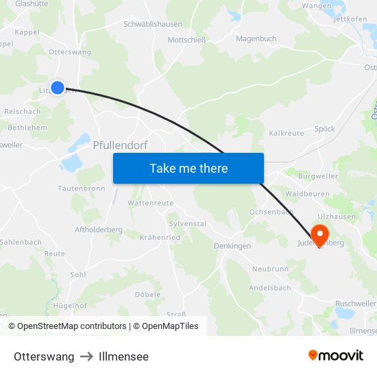 Otterswang to Illmensee map