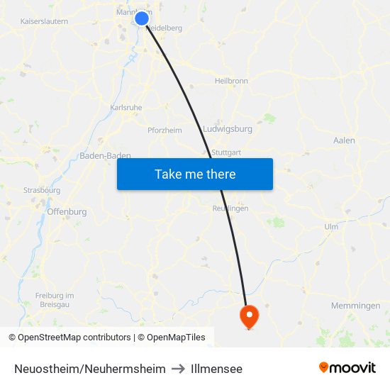 Neuostheim/Neuhermsheim to Illmensee map