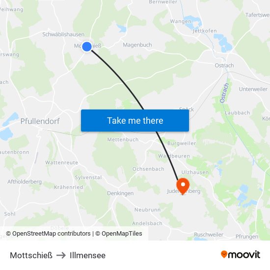 Mottschieß to Illmensee map