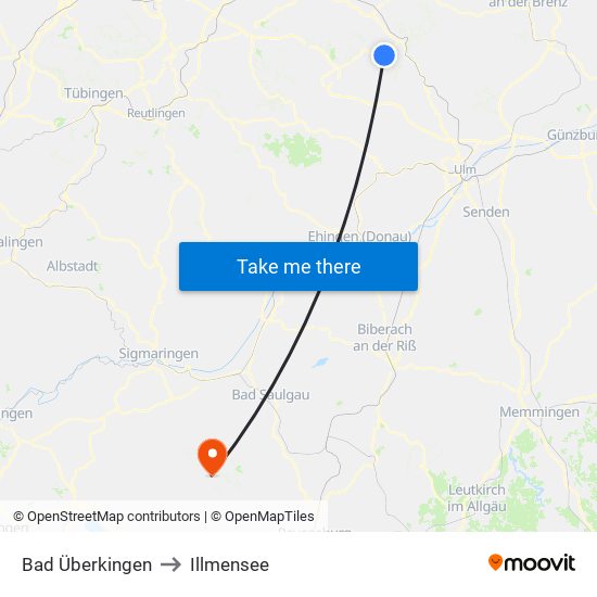 Bad Überkingen to Illmensee map