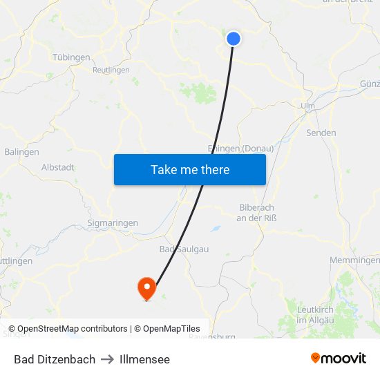Bad Ditzenbach to Illmensee map