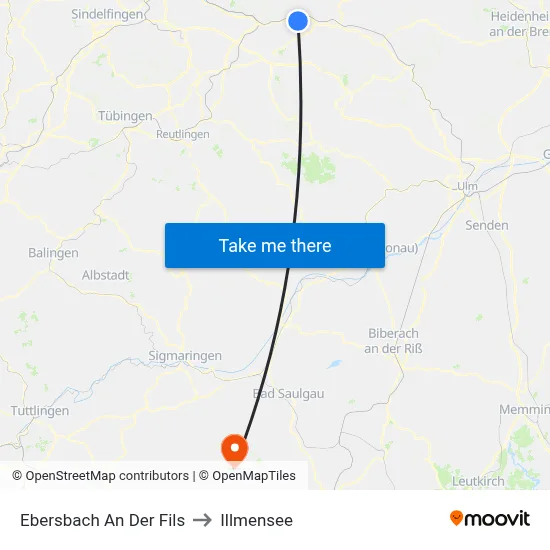 Ebersbach An Der Fils to Illmensee map