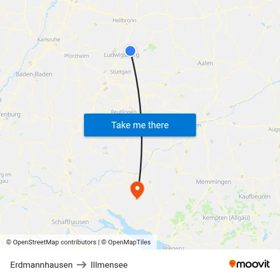 Erdmannhausen to Illmensee map