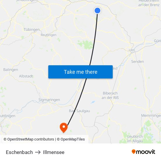 Eschenbach to Illmensee map