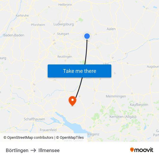 Börtlingen to Illmensee map