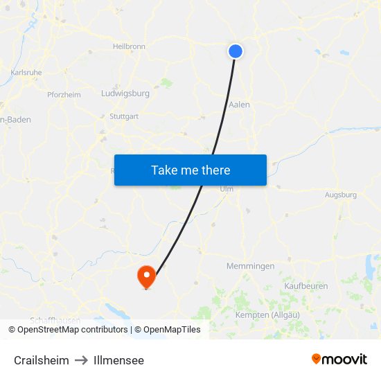 Crailsheim to Illmensee map