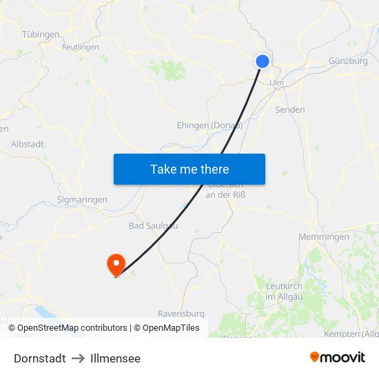 Dornstadt to Illmensee map