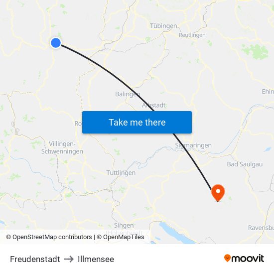 Freudenstadt to Illmensee map