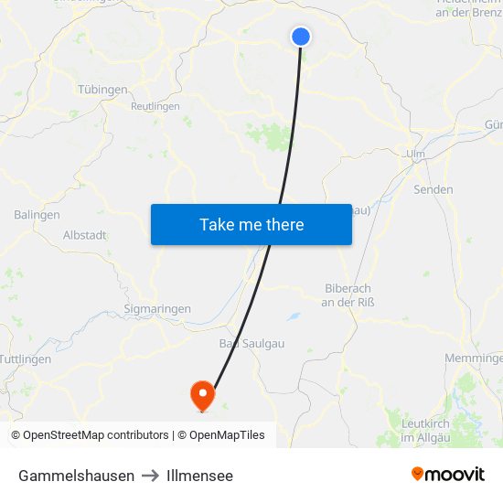 Gammelshausen to Illmensee map