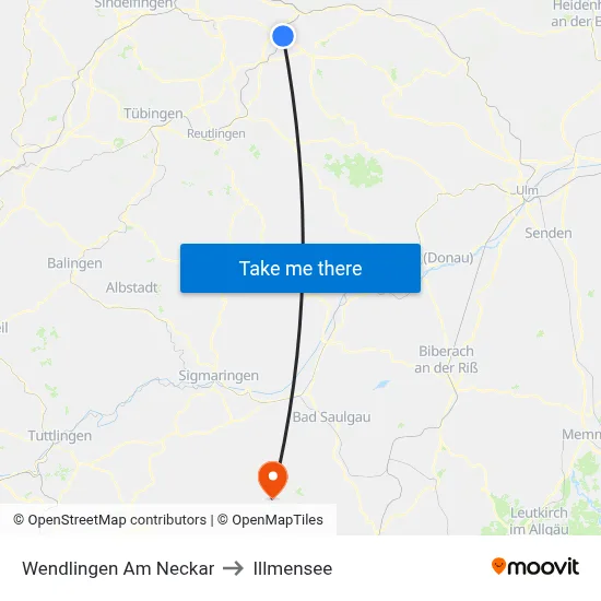 Wendlingen Am Neckar to Illmensee map