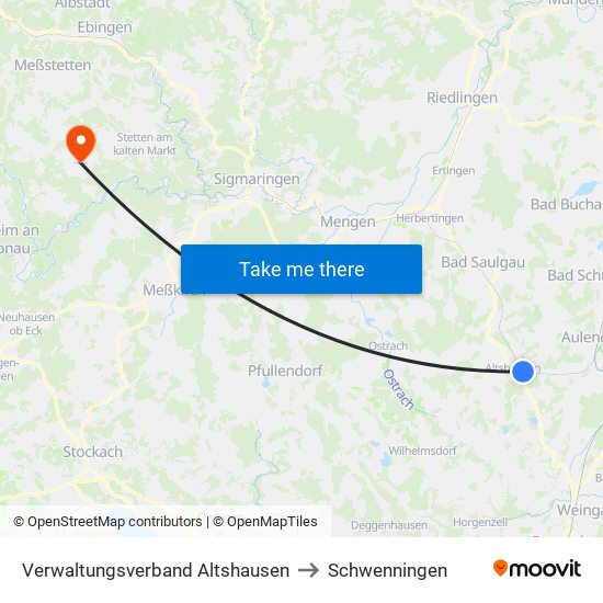 Verwaltungsverband Altshausen to Schwenningen map