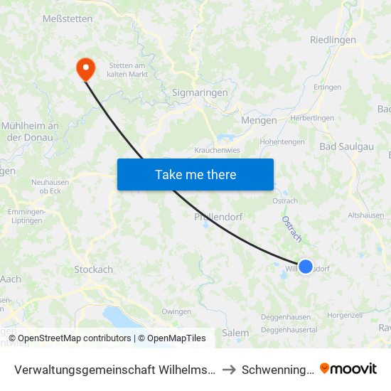 Verwaltungsgemeinschaft Wilhelmsdorf to Schwenningen map