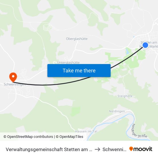 Verwaltungsgemeinschaft Stetten am Kalten Markt to Schwenningen map