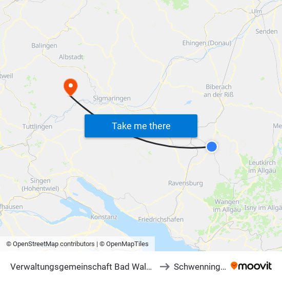 Verwaltungsgemeinschaft Bad Waldsee to Schwenningen map