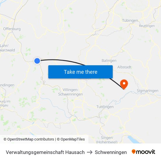 Verwaltungsgemeinschaft Hausach to Schwenningen map