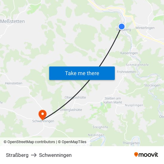 Straßberg to Schwenningen map