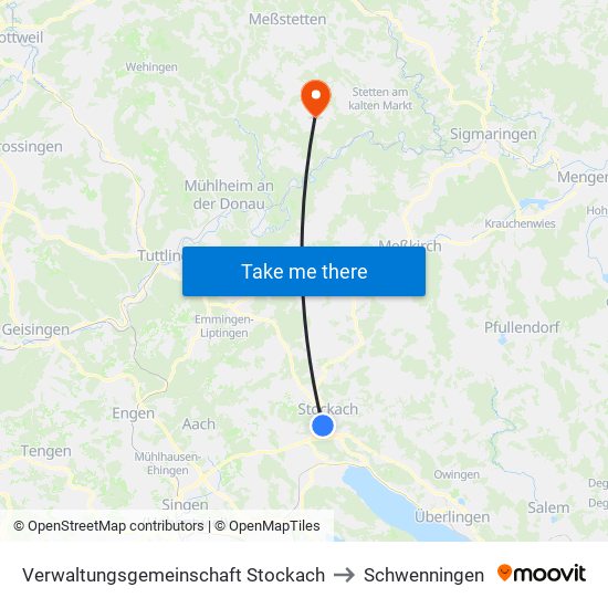 Verwaltungsgemeinschaft Stockach to Schwenningen map