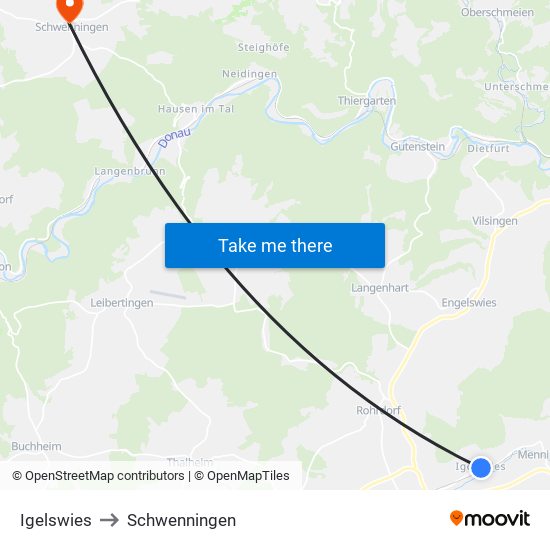 Igelswies to Schwenningen map