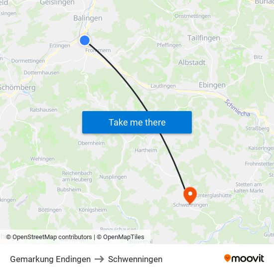 Gemarkung Endingen to Schwenningen map