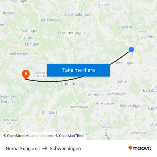 Gemarkung Zell to Schwenningen map