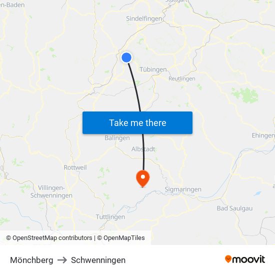 Mönchberg to Schwenningen map