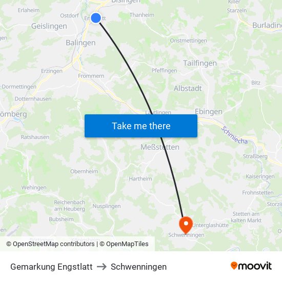 Gemarkung Engstlatt to Schwenningen map