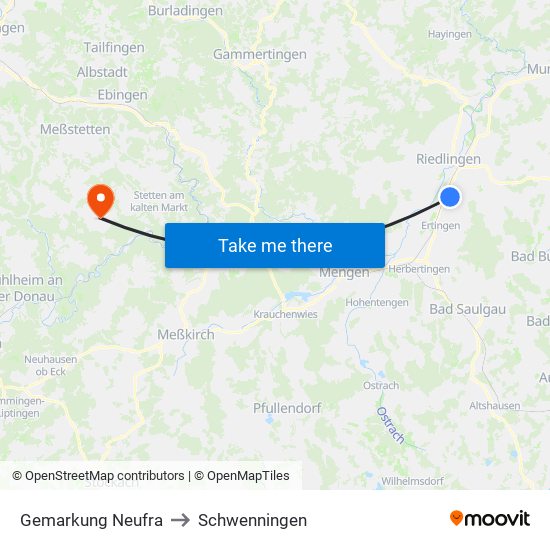 Gemarkung Neufra to Schwenningen map