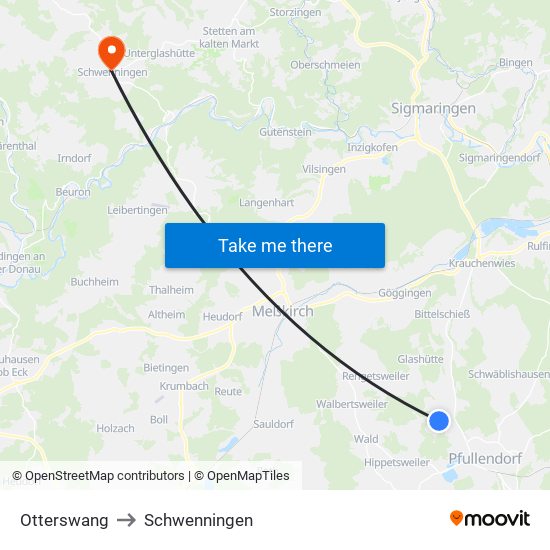 Otterswang to Schwenningen map