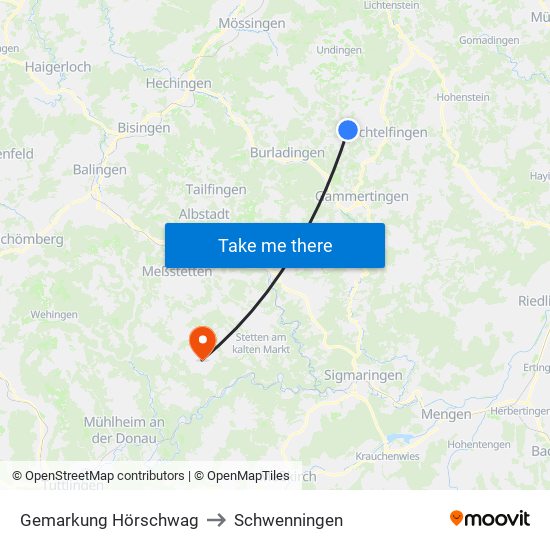 Gemarkung Hörschwag to Schwenningen map