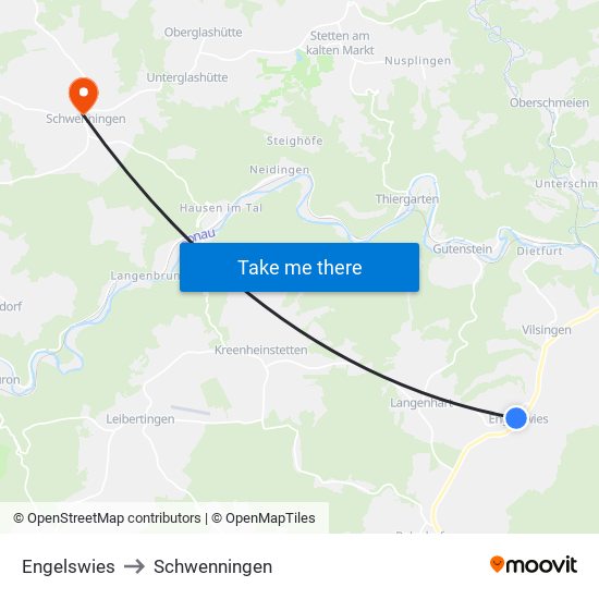 Engelswies to Schwenningen map