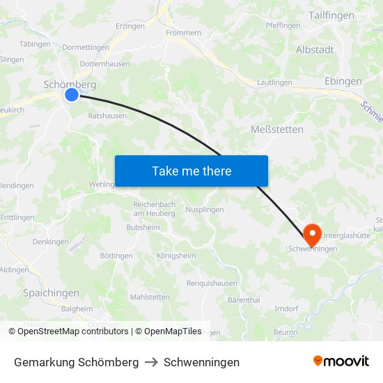 Gemarkung Schömberg to Schwenningen map