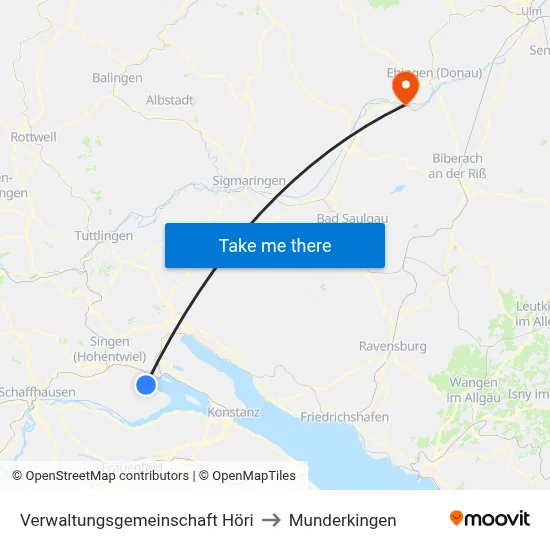 Verwaltungsgemeinschaft Höri to Munderkingen map