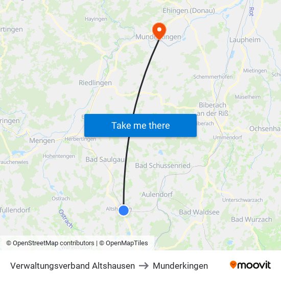 Verwaltungsverband Altshausen to Munderkingen map