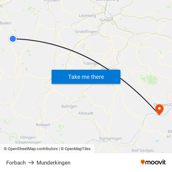 Forbach to Munderkingen map