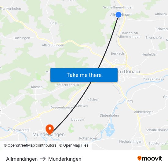 Allmendingen to Munderkingen map