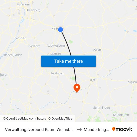 Verwaltungsverband Raum Weinsberg to Munderkingen map