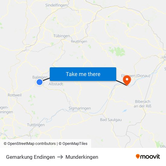 Gemarkung Endingen to Munderkingen map