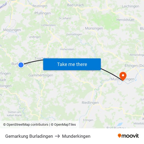 Gemarkung Burladingen to Munderkingen map