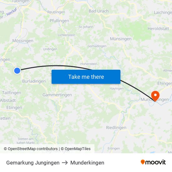 Gemarkung Jungingen to Munderkingen map