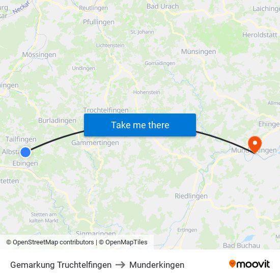 Gemarkung Truchtelfingen to Munderkingen map