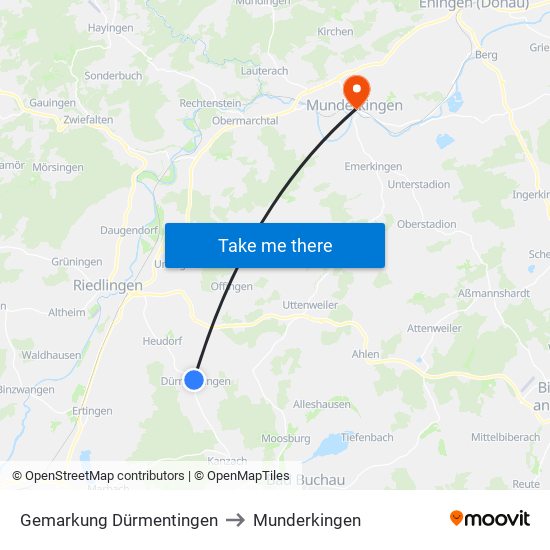 Gemarkung Dürmentingen to Munderkingen map