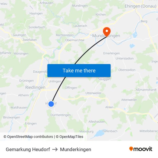 Gemarkung Heudorf to Munderkingen map