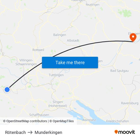 Rötenbach to Munderkingen map
