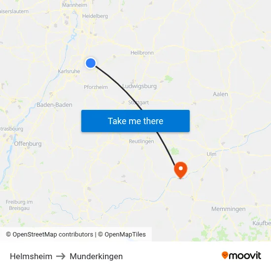 Helmsheim to Munderkingen map