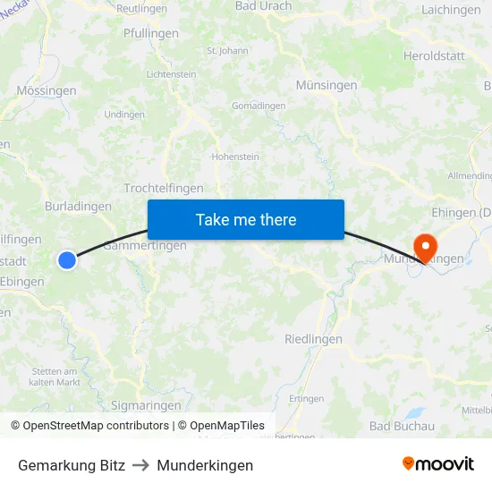 Gemarkung Bitz to Munderkingen map