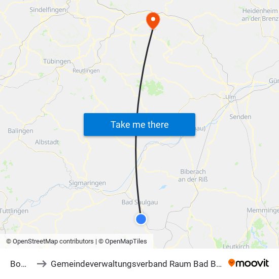 Boms to Gemeindeverwaltungsverband Raum Bad Boll map